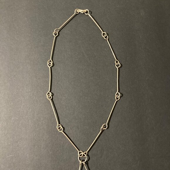 Vintage Statement Artisan Necklace Silver Tone Green Glass Bead - Picture 3 of 7